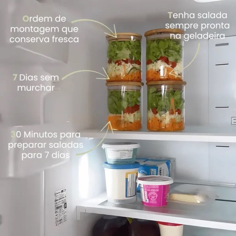 Saladas na geladeira